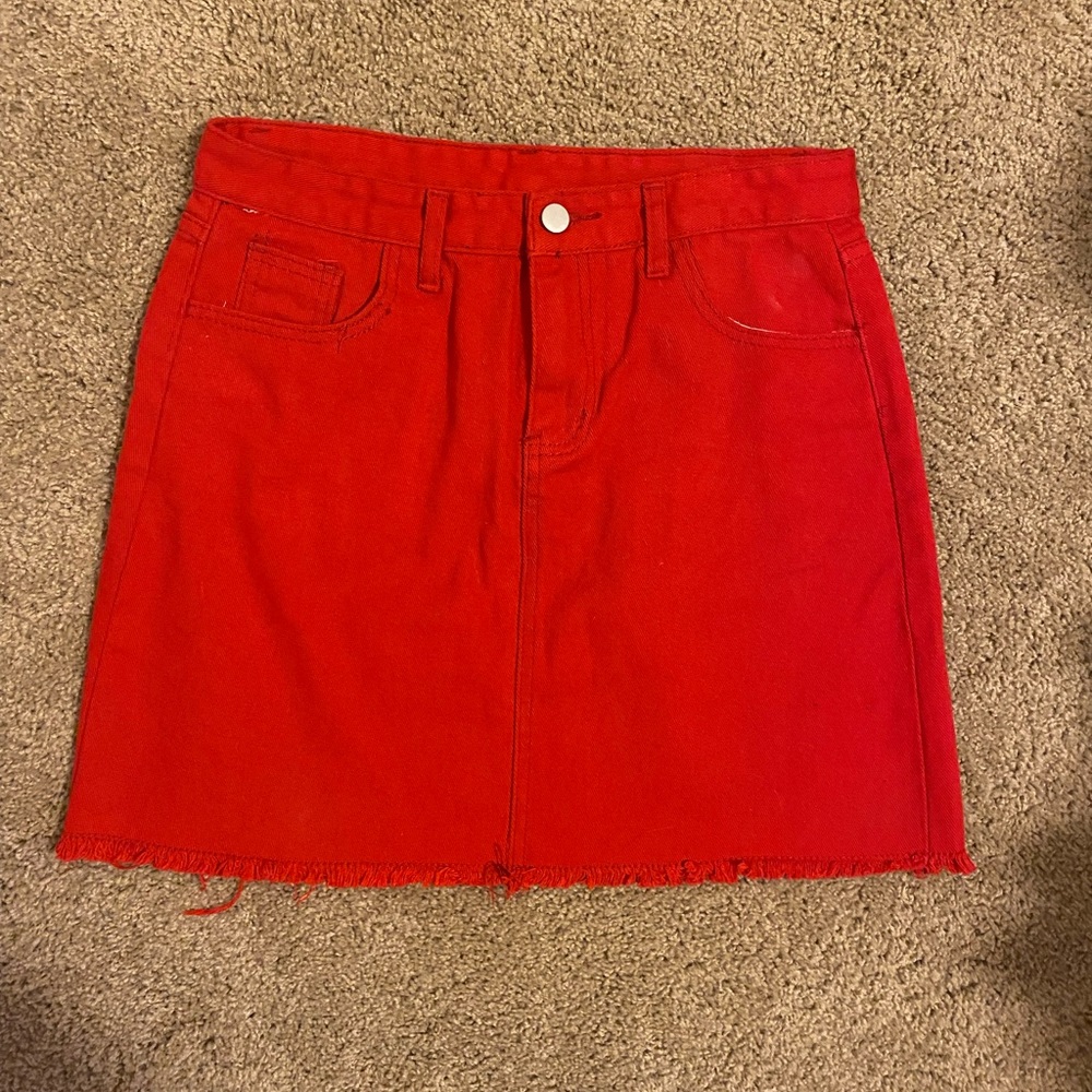 Red Jean skirt